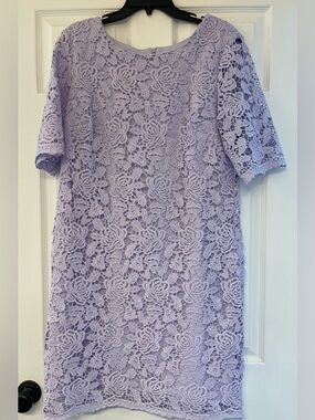 Sandra Darren Lavender Floral Lace Midi Dress